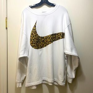 COPY - Cheetah Print Nike Logo Crew Sweatshirt